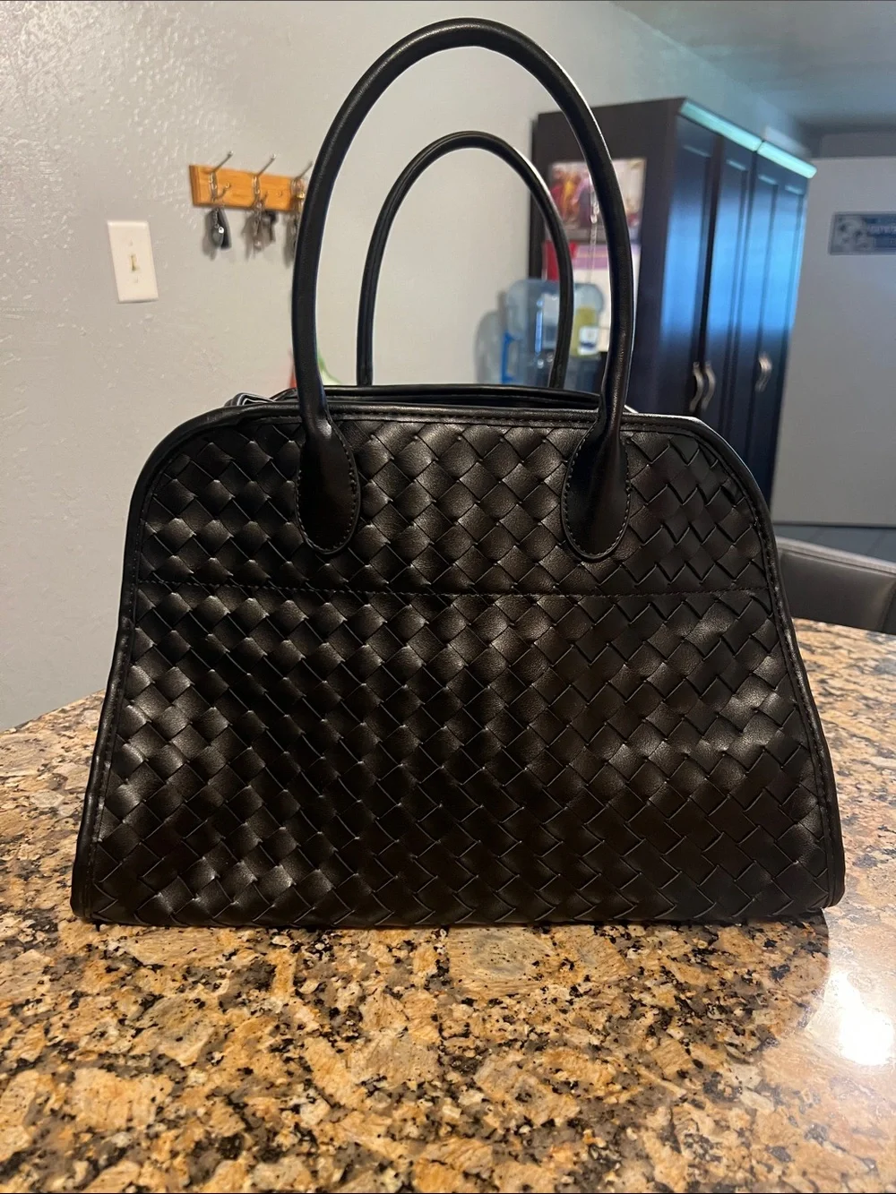 Urban Expressions Black Woven Satchel Tote - Picture 1 of 7